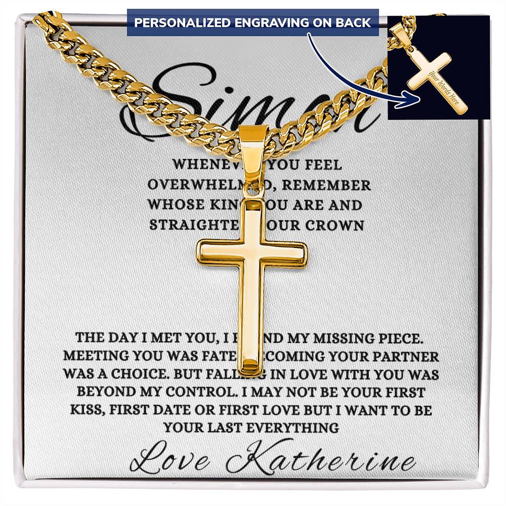 Personalized Gift for Husband If You Are Feeling Overwhelmed - Cuban Link Chain Necklace with Cross