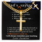 Personalized Dads Favorite Sayings Gift - Cuban Chain Necklace with Cross