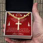 Personalized Gift for Son Basketball Game Lover - Cuban Chain Necklace with Cross