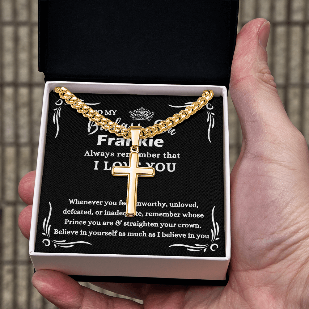 Personalized Gift for Badass Son - Cuban Link Chain Necklace with Cross