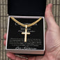 Personalized Gift for Husband Always Remember - Cuban Chain Necklace with Cross