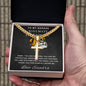 Personalized Gift for Husband Badass Soulmate - Cuban Chain Necklace with Cross