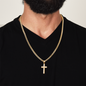 Personalized Gift for Husband Who Loves Fishing - Cuban Chain Necklace with Cross