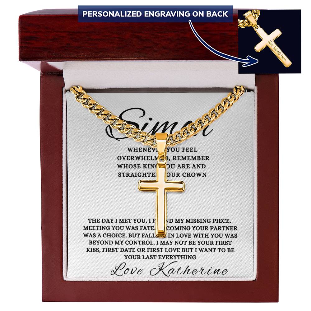 Personalized Gift for Husband If You Are Feeling Overwhelmed - Cuban Link Chain Necklace with Cross