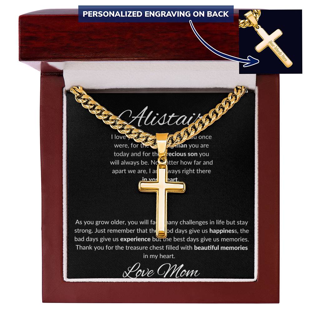 Personalized Gift for Son Love You for Amazing Man You Are - Cuban Link Chain Necklace with Cross
