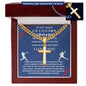 Personalized Baseball Fan Gift for Grandson Believe in Yourself - Cuban Chain Necklace with Cross
