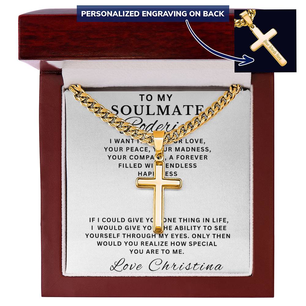 Personalized Gift for Husband I Want It All - Cuban Link Chain Necklace with Cross