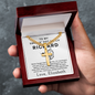 Personalized Gift for Husband Who Loves Fishing - Cuban Chain Necklace with Cross