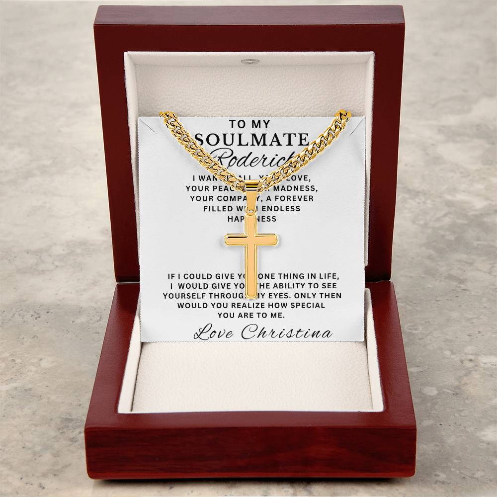 Personalized Gift for Husband I Want It All - Cuban Link Chain Necklace with Cross