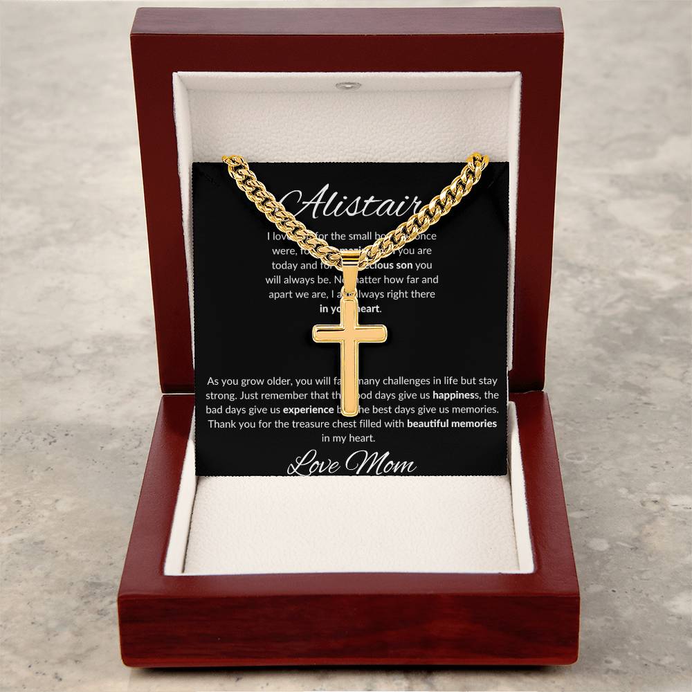 Personalized Gift for Son Love You for Amazing Man You Are - Cuban Link Chain Necklace with Cross