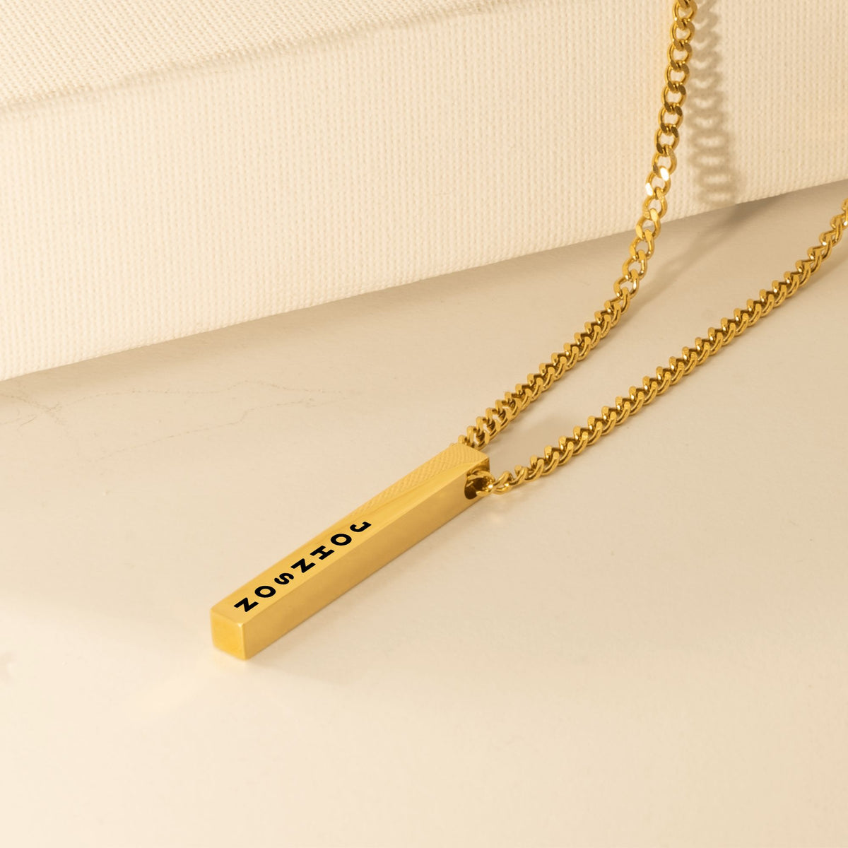 Cuban 3D Bar Necklace