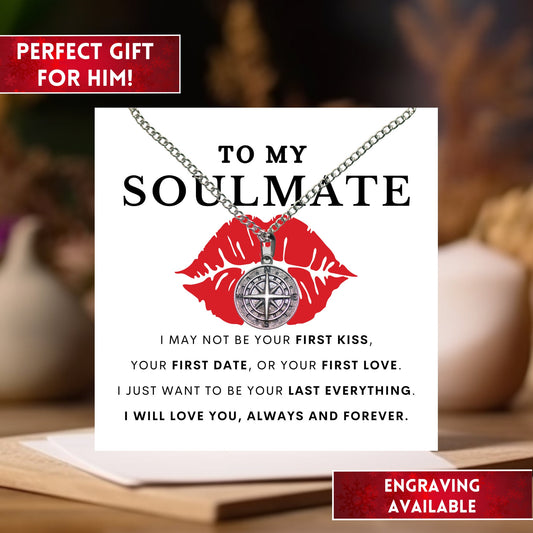 To My Man Compass Necklace, Valentines Day Gift, Romantic Gifts, Sentimental Gift For Boyfriend, Engraved Compass Necklace Gifts For Him