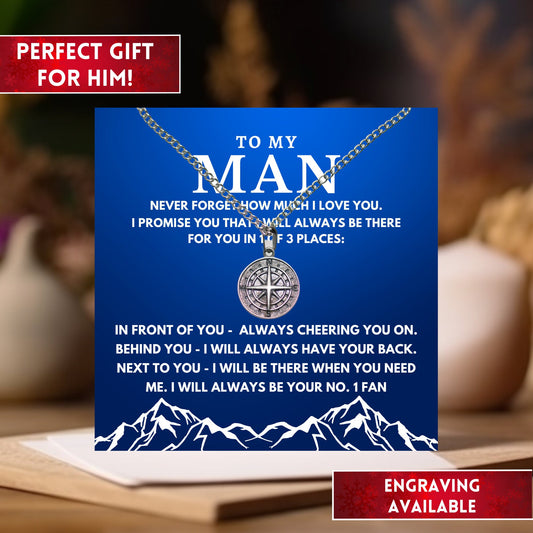 To My Man Mountains Necklace, Meaningful Gifts For Him, Birthday Gifts, Valentines Day Gift For Him, Anniversary Gifts For Couples
