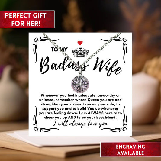 To My Beautiful Wife Compass Necklace, Valentines Day Gift For Her, Meaningful Gifts For Wife, Love Letter Necklace, 1st Anniversary Gift