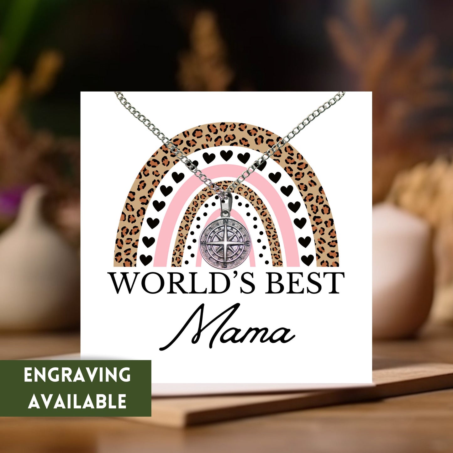 World’s Best Mama Compass Necklace, Rainbow World’s Best Nan Engraved Necklace, Personalized Mother’s Day Gift, Meaningful Gifts For Mom