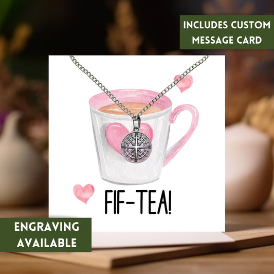 Tea Cup Compass Necklace, Birthday Gifts For Her, Tea Lover Gift, 50th Birthday Gift For Women, Mother’s Day Gift Ideas, Teacher Gifts