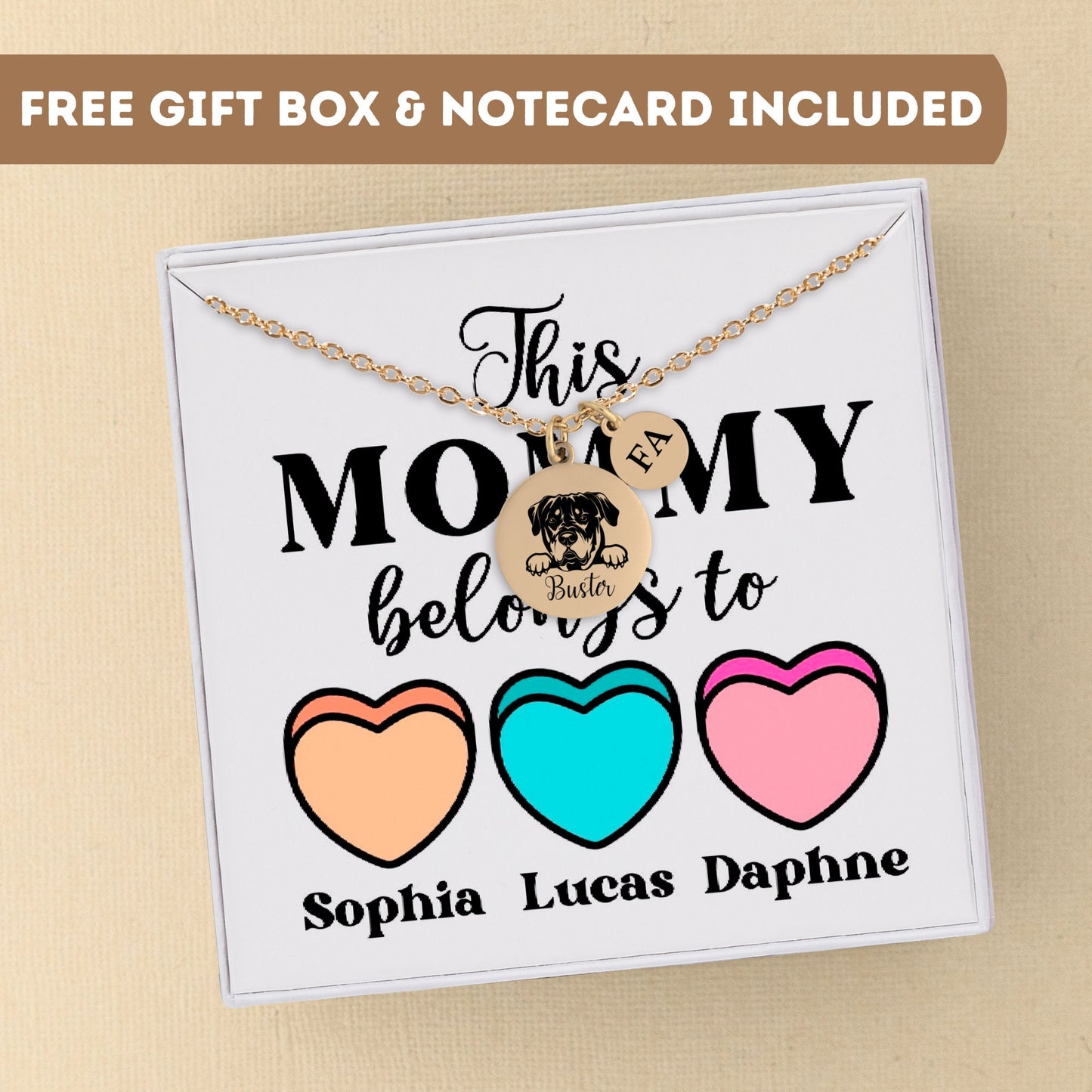 Personalized Necklace For Mom Gift, Dog Mom Necklace, Dog Mom Gift, Paw Name Necklace Gift, Dog Paw Necklace, Mom Necklace With Kids Names