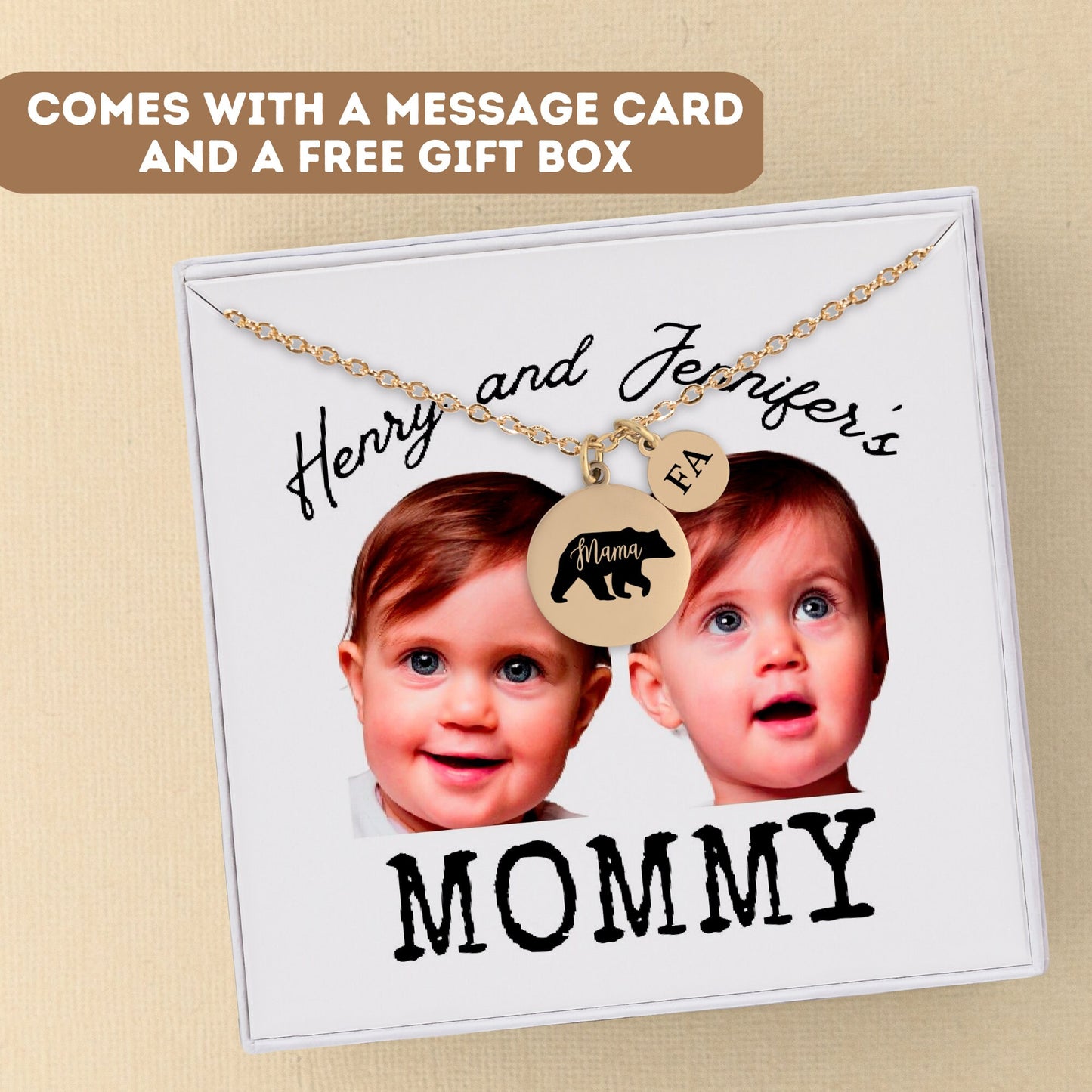 Personalized Necklace for Mom Gift, Bear Lovers Gift, Mama Bear Necklace, Mama Bear Gift, Mom Pendant, Gift For Mom, Mothers Gift, Mom Gift