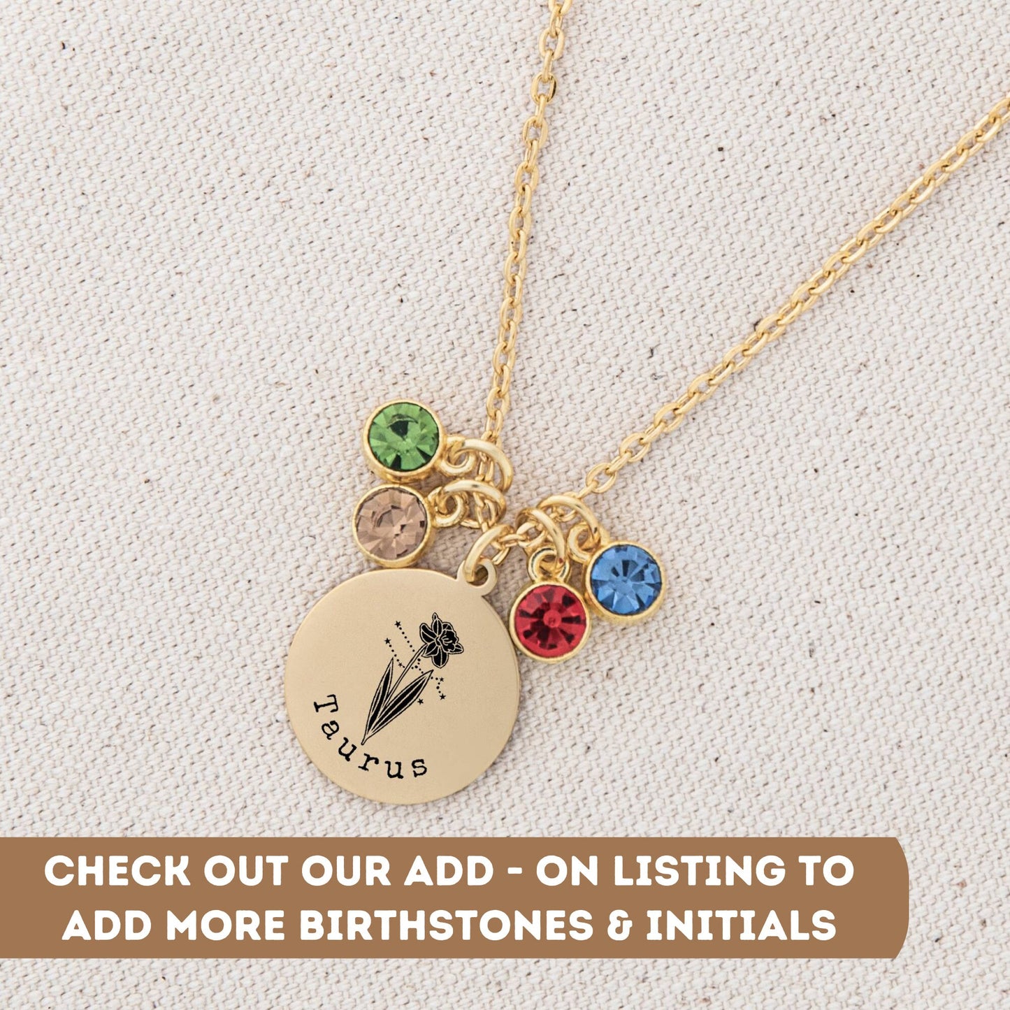 Personalized Funny Gardening Birthflower Necklace For Mom Mama, Multiple Birth Flower Necklace, Zodiac Flower Necklace, Constellation Charm