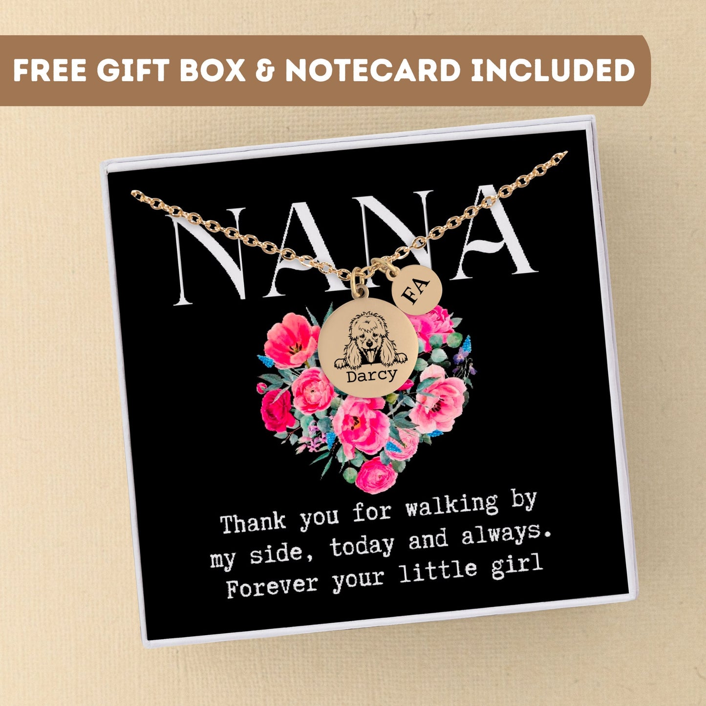 Personalized Necklace For Nana Grandma Grandmother Grammy Mom Mother Gram Nona, Dog Mom Necklace, Dog Mom Gift, Paw Name Necklace, Dog Paw