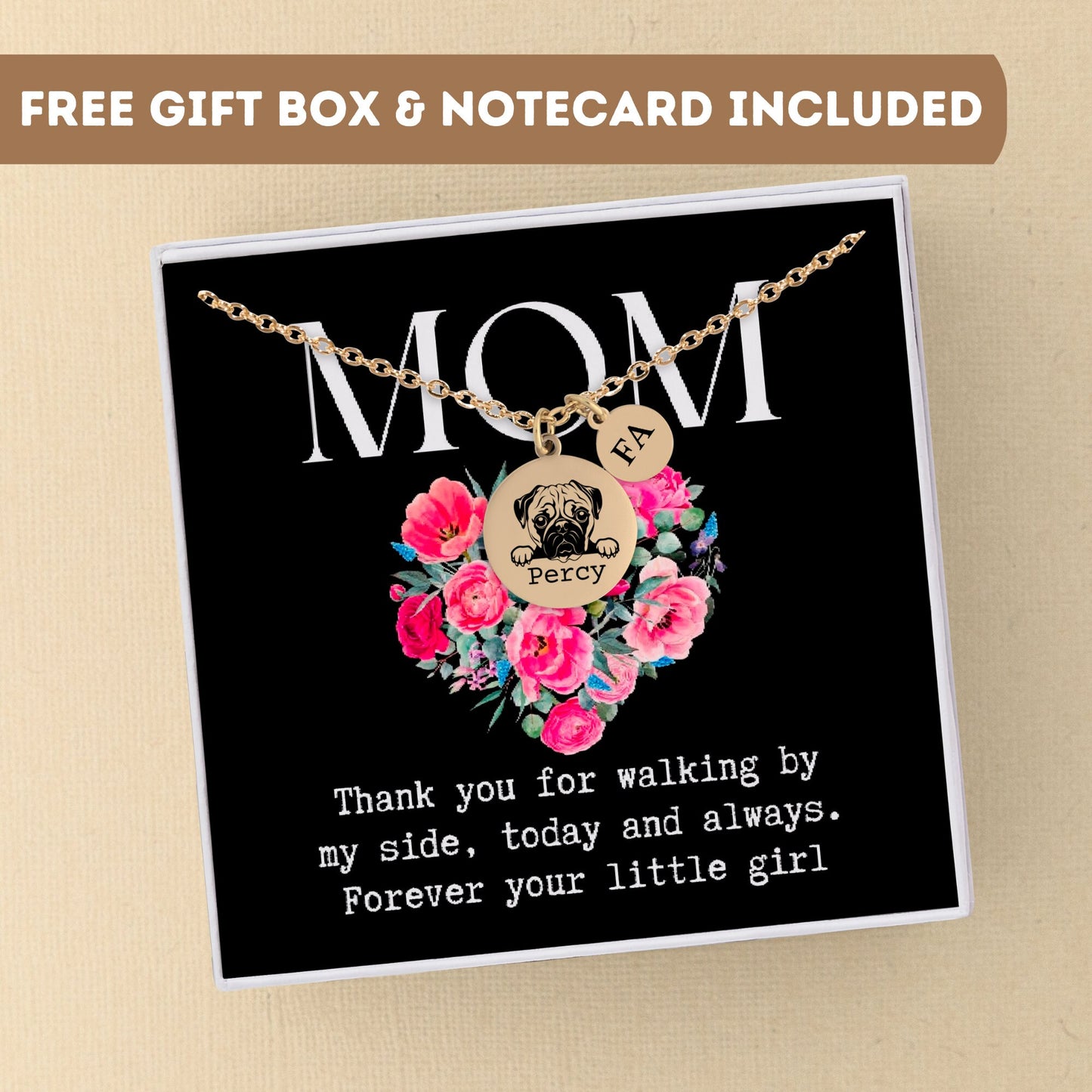 Personalized Necklace For Mom Gift, Mom Jewelry, Mom Necklace, Mom Gift From Daughter, Dog Mom Gift, Paw Name Necklace, Dog Paw Necklace