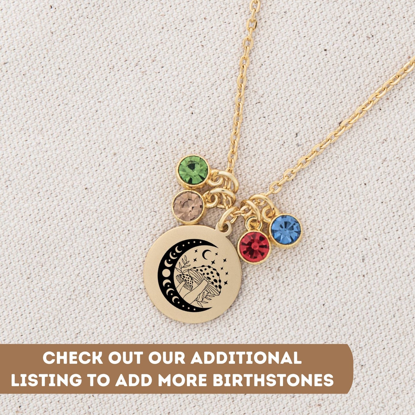 Personalized Mother in Law Necklace, Gift From Daughter In Law, Bonus Mom, Bonus Mother In Law, Second Mom Gift, Mushroom Moon Necklace