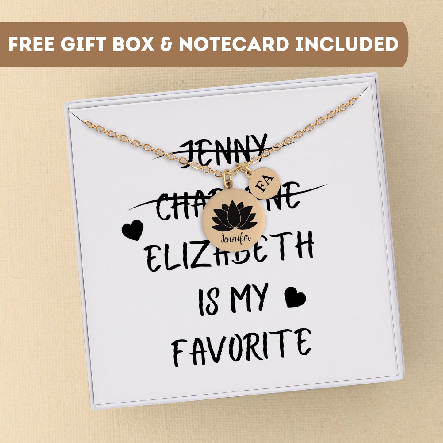 Personalized Necklace for Mom Gift, Lotus Flower Pendant, Lotus Flower Necklace, Mother jewelry, Funny Favorite Child Gift, Mother Charm