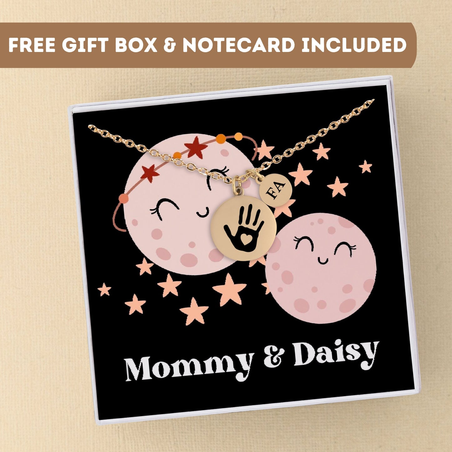 Personalized Necklace for Mom Gift, Baby Mama Gift, Mom jewelry, Handprint Necklace, Mommy Child Handprint, Mom necklace, Baby Announcement