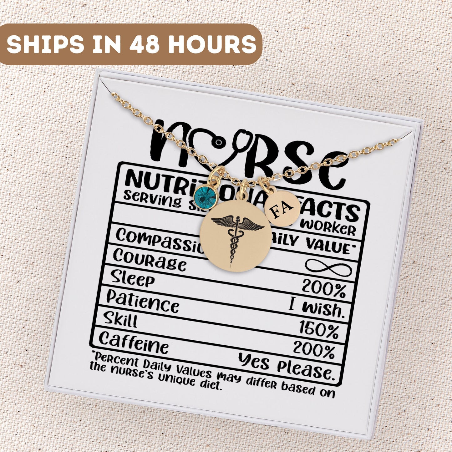 Registered Nurse Necklace, Nurse Gift, Nurse Graduation, Custom Nurse Gift, RN Necklace, Nurse Nutritional Facts, Nurse Pendant, Nurse Charm