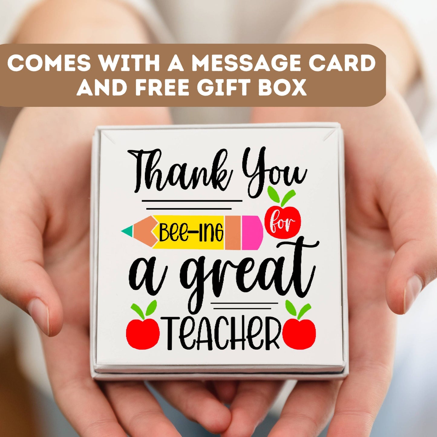 Personalized Bee Teacher Necklace Gift, Beeing Teacher, Teacher Appreciation Gift, Teacher Charm, Teacher Pendant, Thank You Teacher Gift