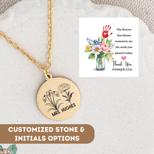 Personalized Teacher Necklace Gift, Teacher Appreciation Gifts, Teachers Gift, Teacher Necklace, Teacher Pendant Charms, End Of Year Gift