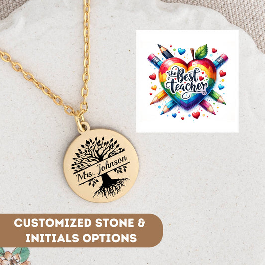 Personalized Teacher Necklace Gift, Best Teacher Gift, Teacher Jewelry Gifts, Best Teacher Ever, Teacher Appreciation Pendant, Teacher Charm