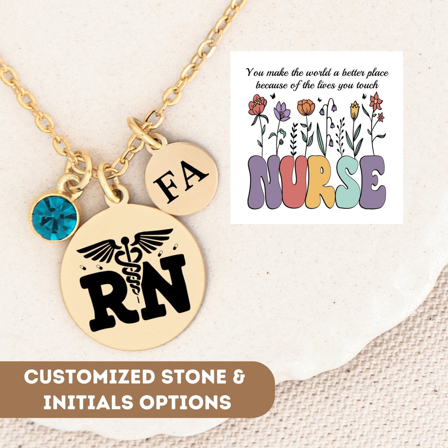 Personalized Registered Nurse Necklace, Nurse Gift, RN Necklace Gift, Nurse Week, Rn Graduation, Nurse Jewelry, Nurse Pendant, Nurse Charm