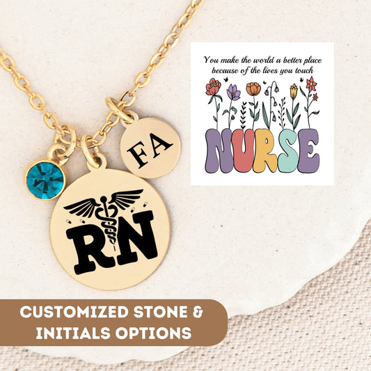 Personalized Registered Nurse Necklace, Nurse Gift, RN Necklace Gift, Nurse Week, Rn Graduation, Nurse Jewelry, Nurse Pendant, Nurse Charm