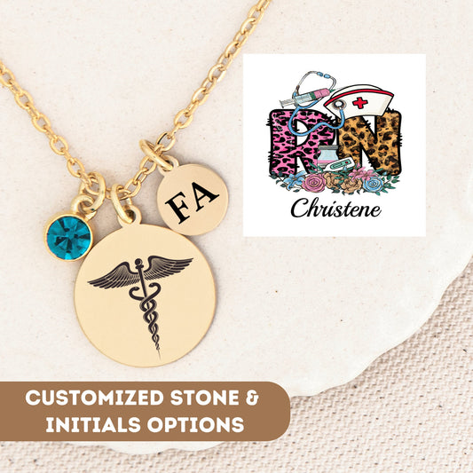 Personalized Registered Nurse Necklace, Nurse Graduation, Nursing Student, RN Necklace, Nurse Pendant, Nurse Charm, Nurse Appreciation Gift