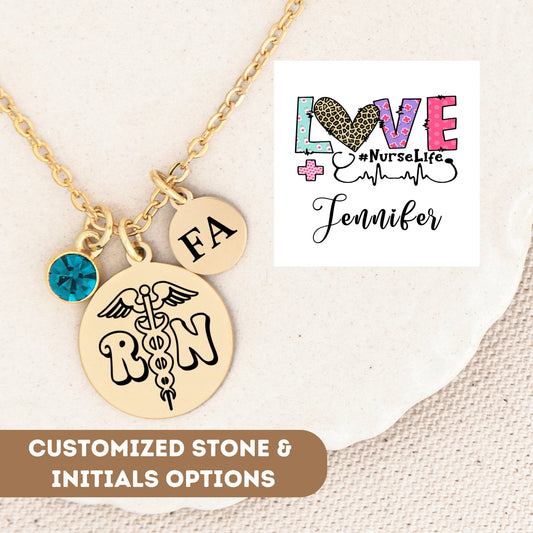 Personalized Registered Nurse Necklace, Nurse Necklace, Stethoscope Necklace, RN Graduation, Rn Gift, Nurse Gift, Nurse Pendant, Nurse Charm