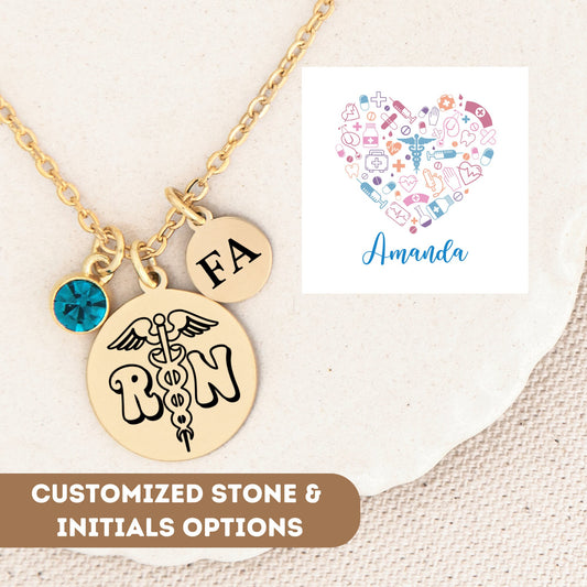Personalized Registered Nurse Necklace, Nursing Student, Nursing Graduate Gift, RN Necklace, Nurse Pendant, Nurse Charm, Nurse Jewelry Gift