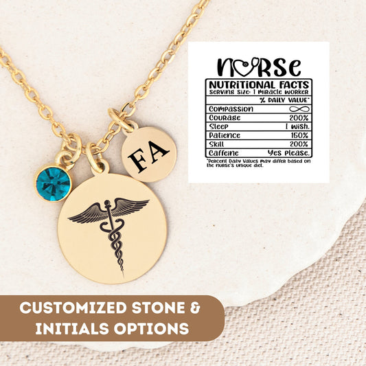Registered Nurse Necklace, Nurse Gift, Nurse Graduation, Custom Nurse Gift, RN Necklace, Nurse Nutritional Facts, Nurse Pendant, Nurse Charm