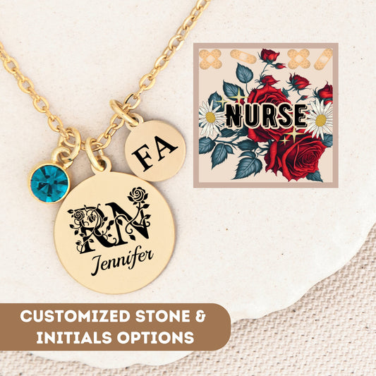 Personalized Registered Nurse Necklace, Rn Graduation Gift, RN Gift, Cute Nurse Gift, Nursing Student Graduation, Nurse Pendant, Nurse Charm