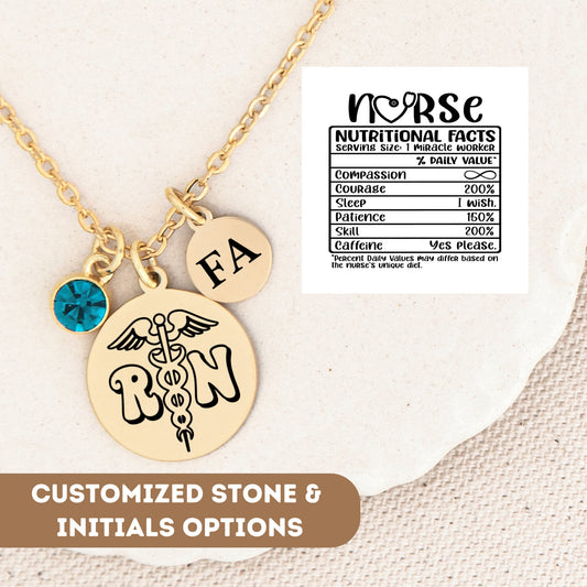 Registered Nurse Necklace Gift, Rn Graduation Gift, Nursing Student, Custom Nurse Gifts, Nurse Charm, Nurse Nutritional Facts, Nurse Pendant