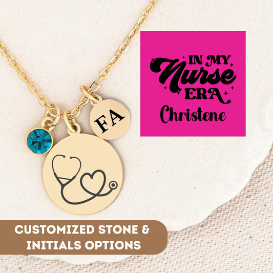 Personalized Registered Nurse Necklace, Nurse Era, Stethoscope Necklace, Nurse Gift, Nurse Graduation,  RN Gift, Nurse Pendant, Nurse Charm