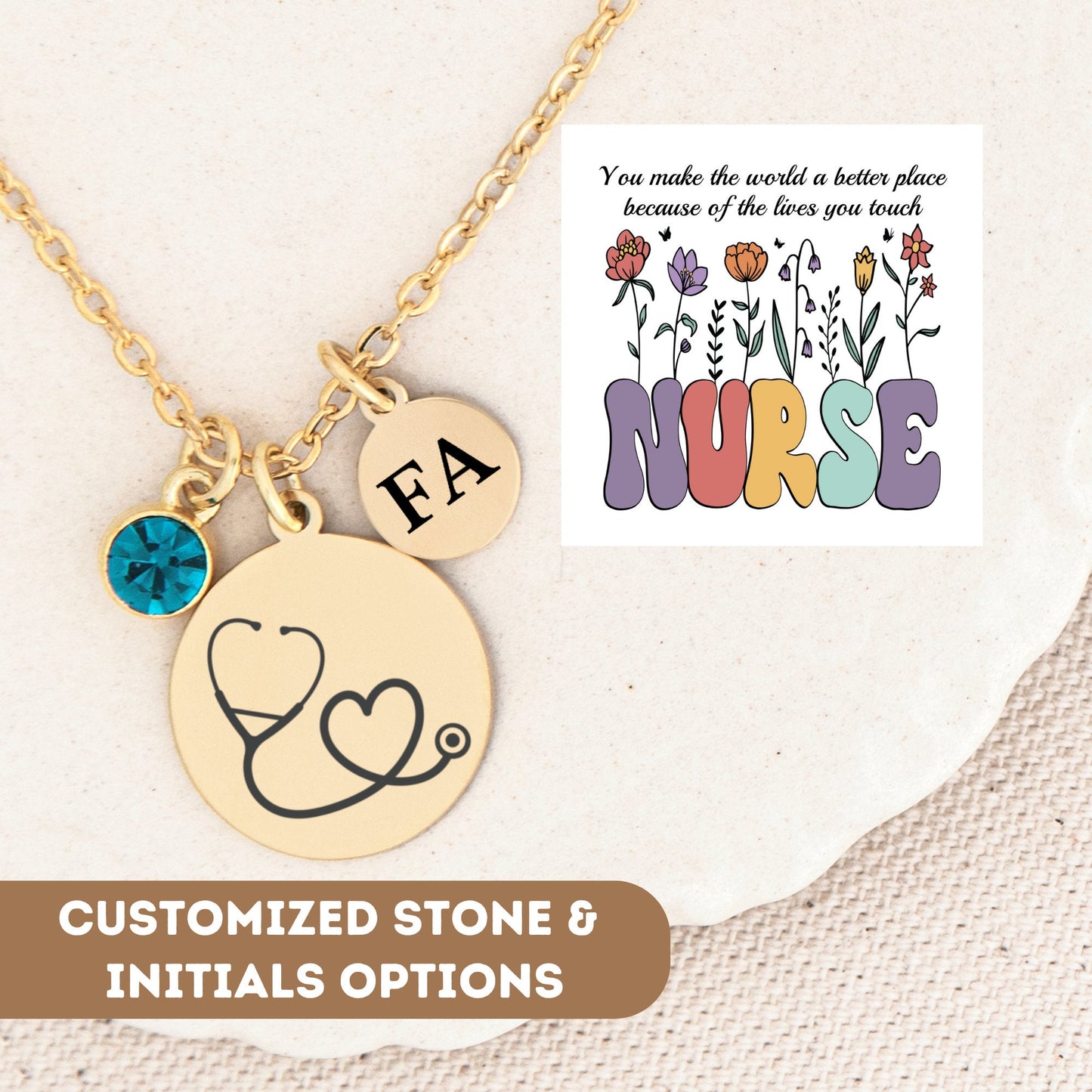 Personalized Registered Nurse Necklace, Custom Nurse Stethoscope Necklace, Rn Graduation, Rn Gifts, Nurse Pendant, Nurse Charm, Nurse Week