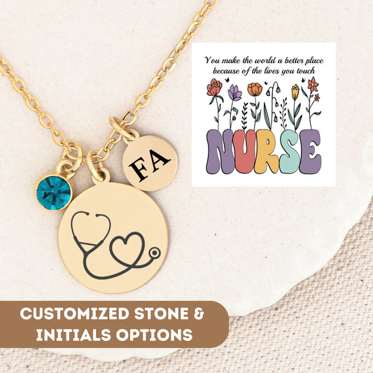 Personalized Registered Nurse Necklace, Custom Nurse Stethoscope Necklace, Rn Graduation, Rn Gifts, Nurse Pendant, Nurse Charm, Nurse Week