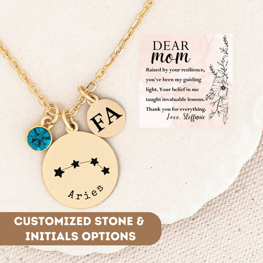 Personalized Necklace for Mom Gift, Zodiac Star Necklace for Mom, Zodiac Sign Necklace, Star Constellation Gift, Mom jewelry, Mom necklace