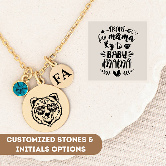Personalized Necklace For Mom Gift, Baby Mama Bear Necklace, Mama Bear Gifts, Mama Bear Jewelry, Mom Jewelry, Mom Necklace, Mama Necklace