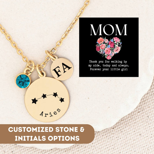 Personalized Necklace for Mom, Celestial Jewelry, Constellation Necklace, Appreciation Gifts For Her, Zodiac Star Sign Necklace For Women