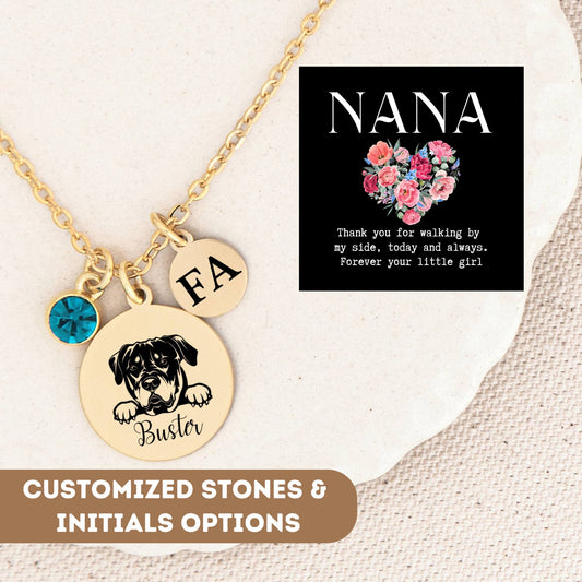 Personalized Necklace For Nana Grandma Grandmother Grammy Mom Mother Gram Nona, Dog Mom Necklace, Dog Mom Gift, Paw Name Necklace, Dog Paw