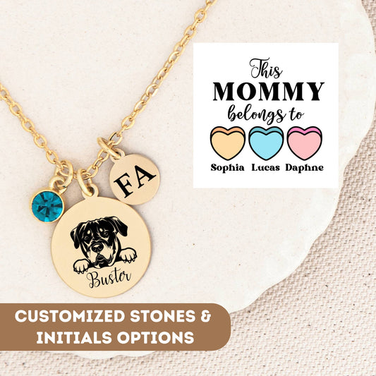 Personalized Necklace For Mom Gift, Dog Mom Necklace, Dog Mom Gift, Paw Name Necklace Gift, Dog Paw Necklace, Mom Necklace With Kids Names