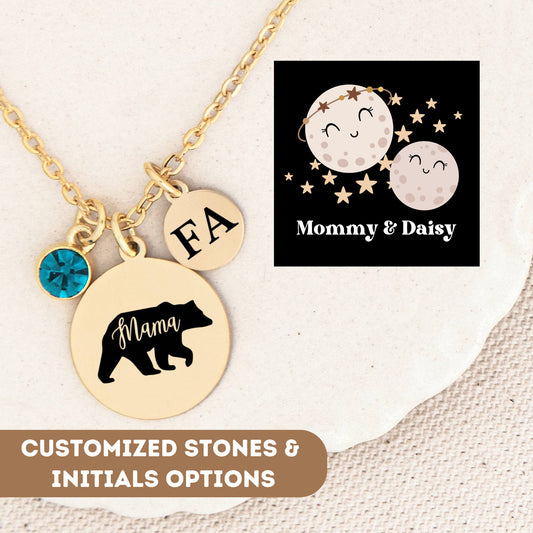 Personalized Necklace for Mom Gift, Custom Mama Bear Necklace, Mama Bear Gift, Mama Bear Pendant, Mom jewelry, Mom necklace, Mother Pendant