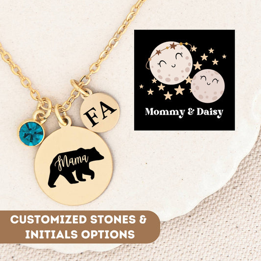 Personalized Necklace for Mom Gift, Custom Mama Bear Necklace, Mama Bear Gift, Mama Bear Pendant, Mom jewelry, Mom necklace, Mother Pendant